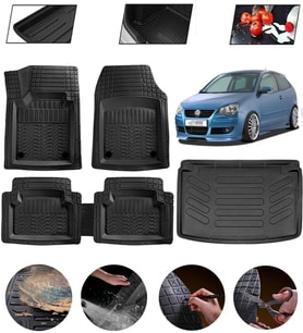 Volkswagen Polo 9N 2002-2009 Uyumlu Paspas Araca Özel Bagaj Havuzu MBS Siyah