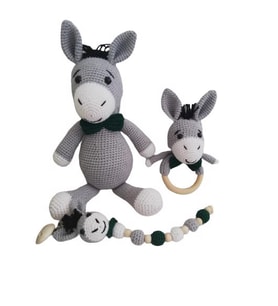 Eşek Uyku Arkadaşı Takımı Amigurumi Organik Oyuncak