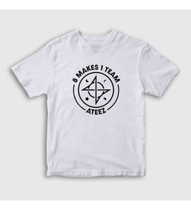 Presmono Unisex Çocuk Beyaz 8 Makes 1 Team Ateez T-Shirt 430309tt (Beyaz)