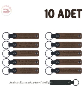 Açık Kahve & Siyah, Turnuvalar İçin Üzerine İsim Ve Özel Mesaj Yazılabilen, 10'lu Anahtarlık Set