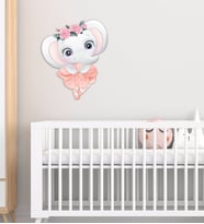 BK Gift Sevimli Fil Tasarımlı Çocuk Odası Ahşap Duvar Süsü-11 (Beyaz)