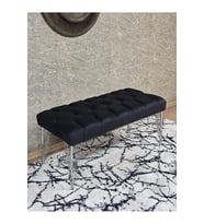 Krom Tel Ayaklı 90 cm Puf Bench - Puf - Bench - Kasalı Oturak - Oturak - Yatak Ucu Puf Siyah Renk 90 x 40 Boyut/Ebat (Çok Renkli)