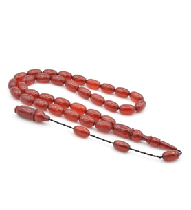 Usta İşi Sistemli Kapsül Kesim Turuncu Sıkma Kehribar Tesbih 175