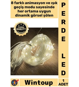 #Led Dekoratif Günışığı Dekorasyon Şık Animasyonlu 2 X 2 Sarı Işık 192 Led 8 Fonksiyonlu Perde Led