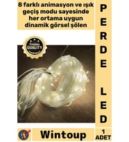 #Led Dekoratif Günışığı Dekorasyon Şık Animasyonlu 2 X 2 Sarı Işık 192 Led 8 Fonksiyonlu Perde Led