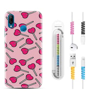 Huawei P20 Lite Mate 10 20 Lite Pro P40 Lite KılıfKablo Koruma Spiral Silikon Heart Lollipop 1414