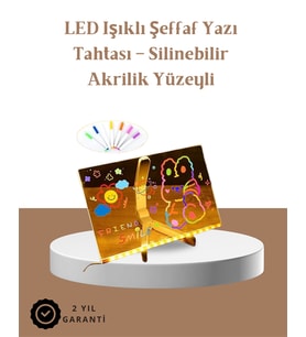 Led Aydınlatmalı Şeffaf Mesaj Tahtası – 30X20 Cm, Neon Etkili Yazılar İçin Tasarlandı