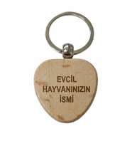 Kişiye Özel Kalp Ahşap Anahtarlık – Evcil Hayvan İsmi Yazılı Lazer Gravür Anahtarlık – Patili Dostlara Özel Hediye