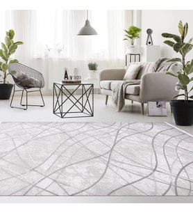 Makine Kaymaz Yıkanabilir Beyaz Geometrik Triko Salon Halısı Mutfak Halısı Koridor Halısı Yolluk 6310AK