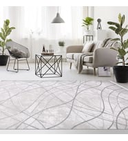 Makine Kaymaz Yıkanabilir Beyaz Geometrik Triko Salon Halısı Mutfak Halısı Koridor Halısı Yolluk 6310AK