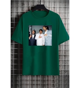 Unisex Müslüm Baba Baskılı T-shirt (Yeşil)