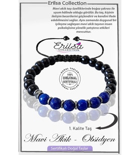 Sertifikalı Gerçek Hematit Obsidyen - Mavi Akik Taşı Bileklik