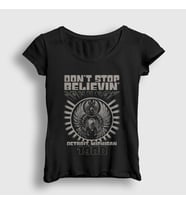 Presmono Kadın Siyah Don't Stop Believin Journey T-Shirt 548342tt