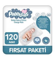 Paddlers Bebek Bakım Örtüsü 60x60 cm – 120 Adet (12 Paket x 10’lu) Yatak Koruyucu Alt Açma Bezi