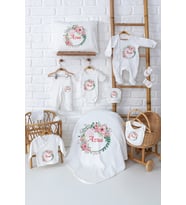 Pia Baby Premium %100 Pamuk Kız Bebek Hediyesi 11 Parça İsme Özel Doğum Seti 5013-00 (Ekru)