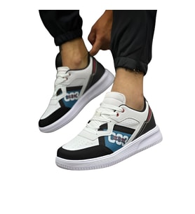 BOULDER 5334 Uniseks Sneaker Spor Ayakkabı BEYAZ_SİYAH (Beyaz - Siyah - Kırmızı)