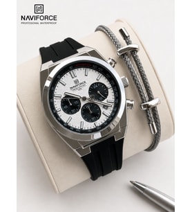 Naviforce Silokon Kordon Kronometreli Kadran İtalyan Bileklik Hediyeli 3 ATM Erkek Kol Saati NF8080G