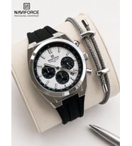 Naviforce Silokon Kordon Kronometreli Kadran İtalyan Bileklik Hediyeli 3 ATM Erkek Kol Saati NF8080G