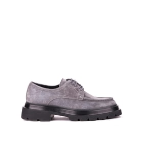 Shoetyle - Gri Hakiki Süet Bağcıklı Günlük Erkek Ayakkabı 115-K432