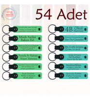 Fıstık Yeşili & Turkuaz, Kafe Müşterilerine Küçük Teşekkür, 54’lü Set, İsim ve Mesajlı Anahtarlık