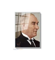 Dikey Çerçeveli Cam Atatürk 25 Modern Ev Dekoru Duvar Sanatı Ev Ofis Tablosu (Gümüş)