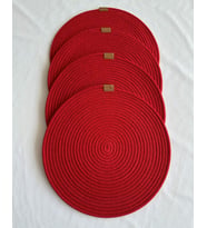 Yuvarlak Amerikan Servis Sofra Altlığı, Masa Dekoru Supla 33cm 4lü (Kırmızı)