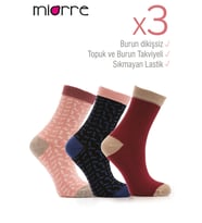 Miorre 3lü Bayan Soket Çorabı-283 (Çok Renkli-Multı)