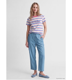LCWAIKIKI Classic İndigo Beli Lastikli Havuç Kesim Kadın Jean Pantolon