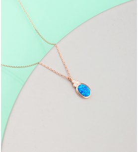 925 Ayar Gümüş Opal Taşlı Oval Kolye