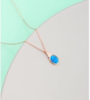 925 Ayar Gümüş Opal Taşlı Oval Kolye