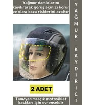 #MotorAksesuar Açık Tam Yarım Motor Kaskı Uyumlu Görüş Açısı Koruyucu Pratik Yağmur Kaydırıcı 2 Adet
