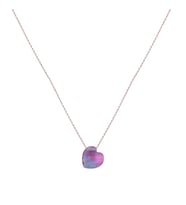 Pembe Mavi Renk Geçişli Kalpli 925 Ayar Kadın Gümüş Kolye Rose Gold Zincirli