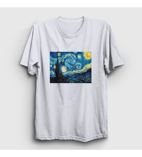 Presmono Unisex Beyaz Starry Night Art Painter Vincent Van Gogh T-Shirt 303160tt