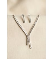 Baget Zirkon Taşlı Su Yolu Kolye ve Küpe Set TJ-BKO11158
