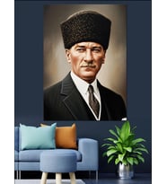 Mustafa Kemal Atatürk Portresi Dekoratif Kanvas - Mdf Ahşap Tablo