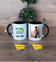 Petrol ve Doğalgaz Mühendisi Kupa Bardak Siyah Fotoğraflı Mühendisler Günü Hediyesi