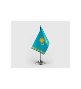 Kazakistan Tekli Saten Masa Bayrağı Seti