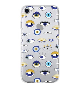 PrintiFy Apple  iPhone SE 3 2022 ile Uyumlu 1mm Slim Fit Nazar Boncuğu 2 Baskılı Şeffaf  Kılıf