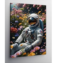 Kanvas Tablo Çiçekler İçinde Oturan Astronot