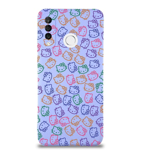 Huawei P 30 Lite Uyumlu Lansman Kılıf Hello Kitty Tasarımlı İçi Kadife Lila Kapak (Şeffaf)