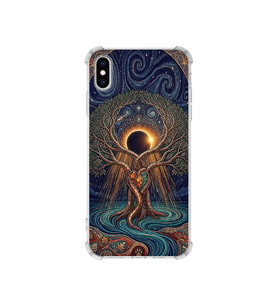 PrintiFy Apple iPhone Xs ile Uyumlu Simya Serisi Kozmik Denge Tasarımlı Uv Baskılı Köşe Korumalı Antişok Kılıf