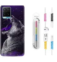Vivo Y11S Y21S Y20 Y20S Y70 Kılıf Kablo Koruma Spiral Silikon Purple Leopar 1750