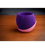 3D Baskı Küre Saksı - Kafes Dokulu İki Parçalı Dekoratif Saksı - Mor-Pembe