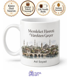 Kişiye Özel Memleket Desenli Hediyelik Kupa Bardak İsimli Hediye