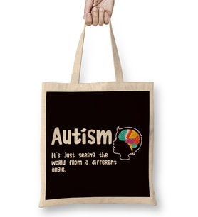 Autism Seeing World From Different Angle Autistic Awareness Bez Çanta Uzun Saplı