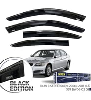 Niken BMW 3 Serisi E90 Cam Rüzgarlığı Siyah Kromlu 4'lü 2005-2012 Arası uyumlu