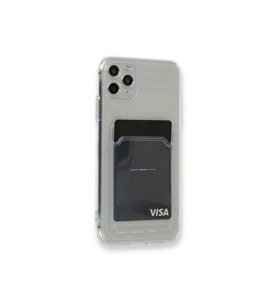 iPhone 11 Pro Max Kılıf Kart Bölmeli Şeffaf Silikon Kartlıklı