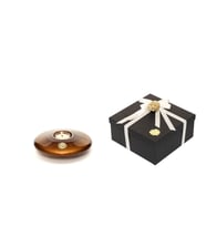Kahverengi Golden Glow Cam Mumluk ve Tealight Seti (Dekoratif Sıvama Kutulu)