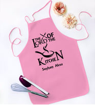 BK Gift Kişiye Özel Lord of The Kitchen Tasarımlı Pembe Mutfak Önlüğü-1