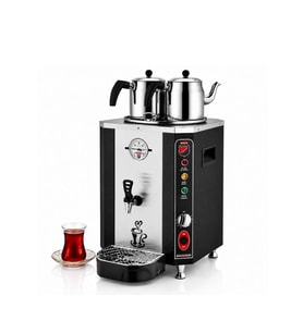 Silverinox Jumbo Şamandıralı 23 Litre 2 Demlikli Çay Makinesi - Siyah